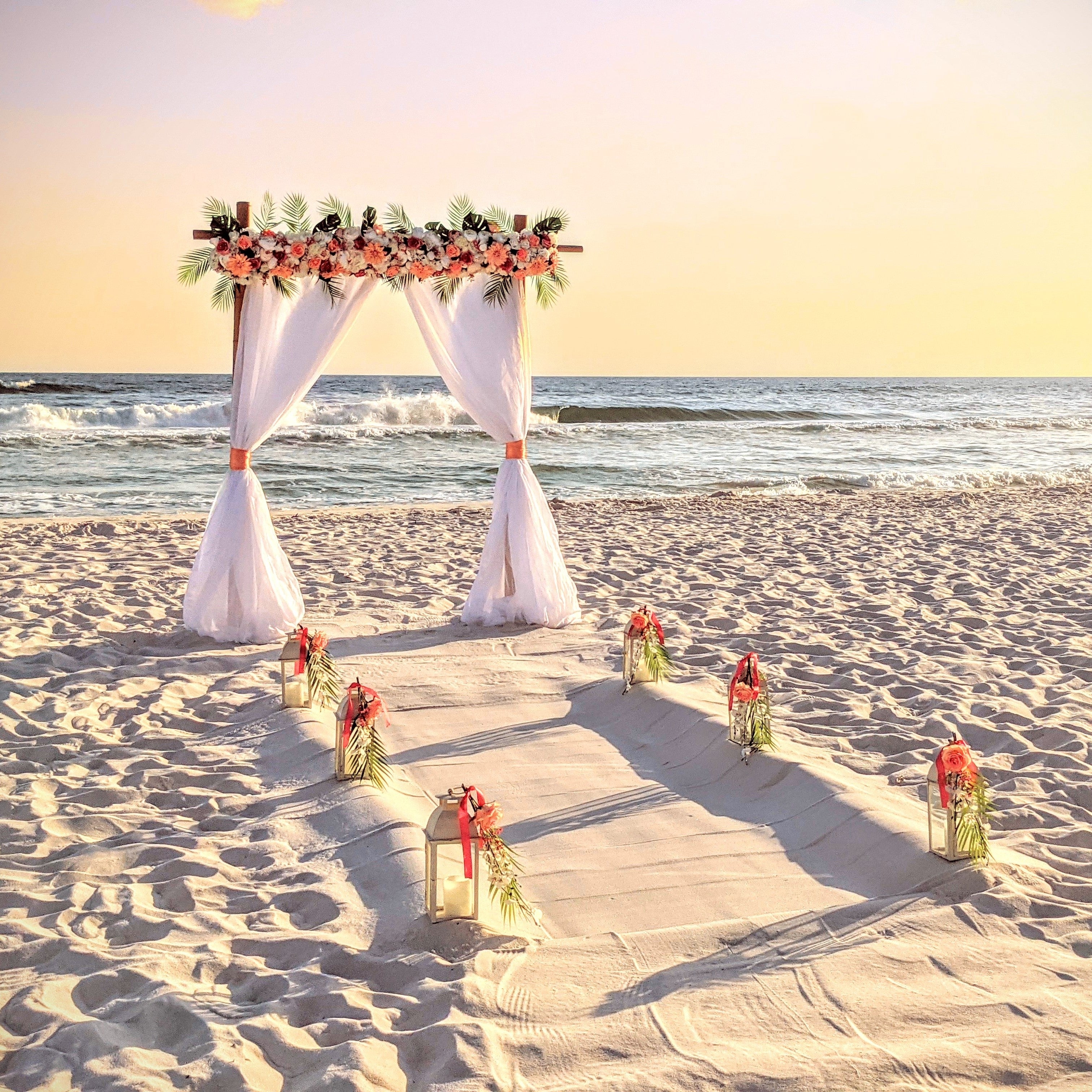 2 post bamboo wedding arbor rental in panama city beach florida