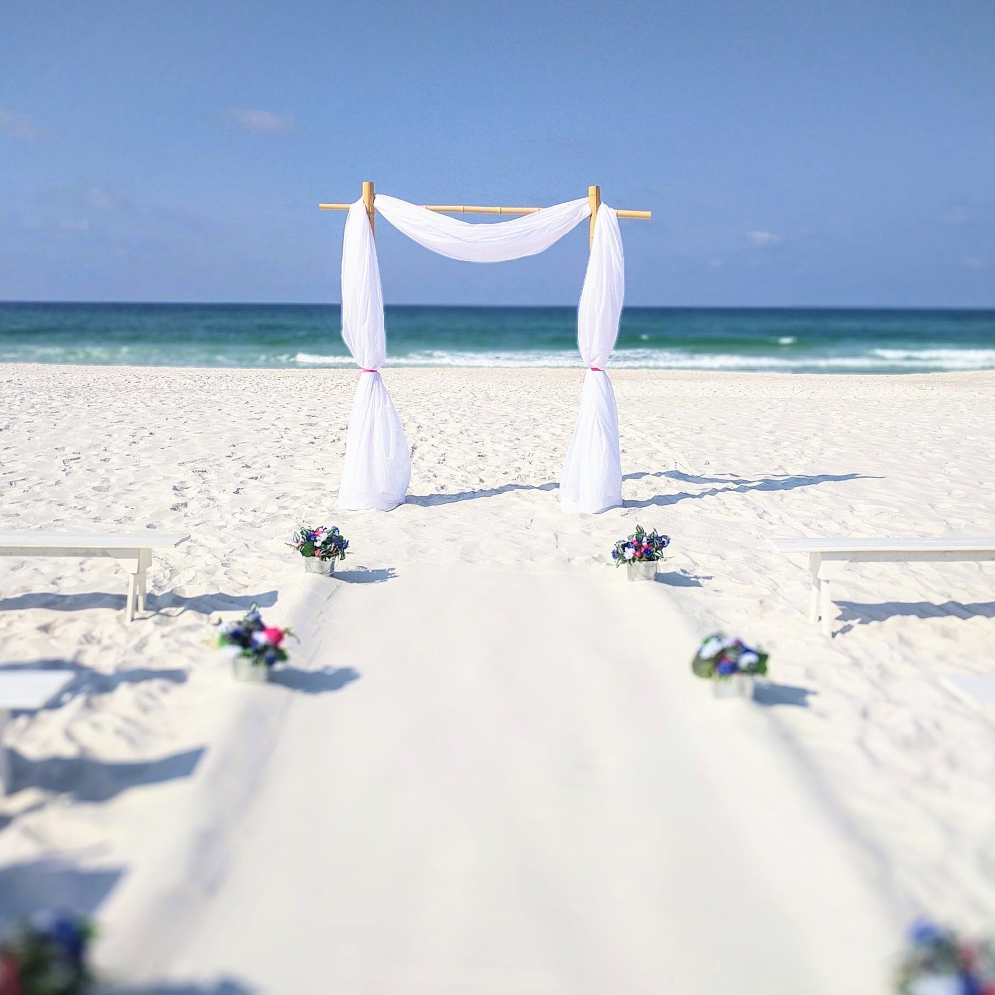 2 post bamboo wedding arbor rental in panama city beach florida