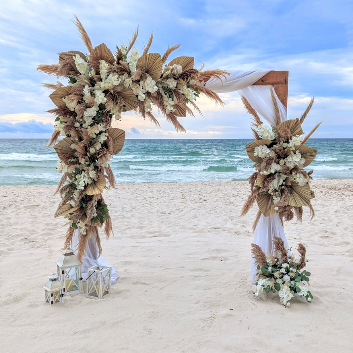 2-post wooden wedding ceremony arbor panama city beach wedding rental