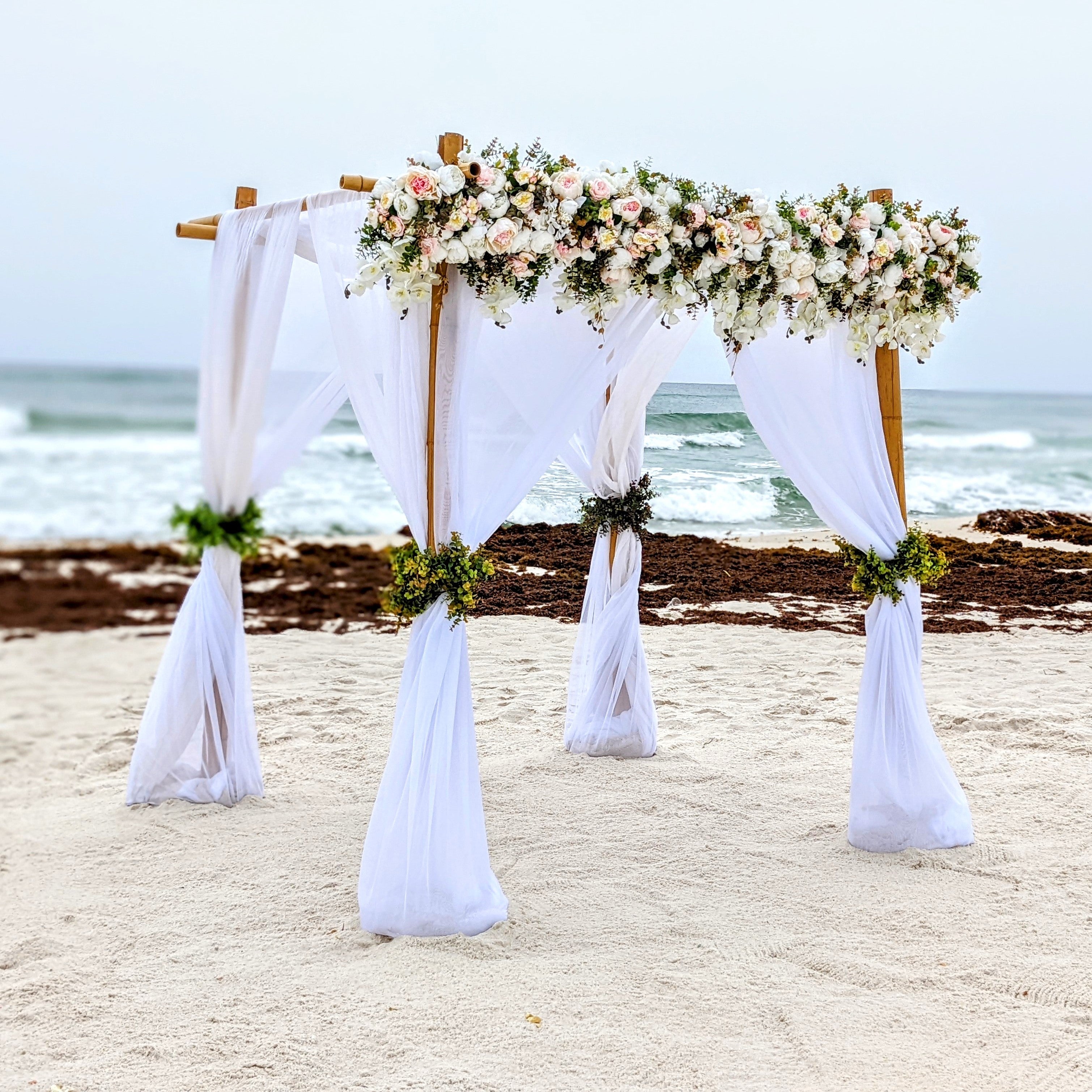 4 post bamboo beach wedding arbor arch rental in Panama City Beach FL