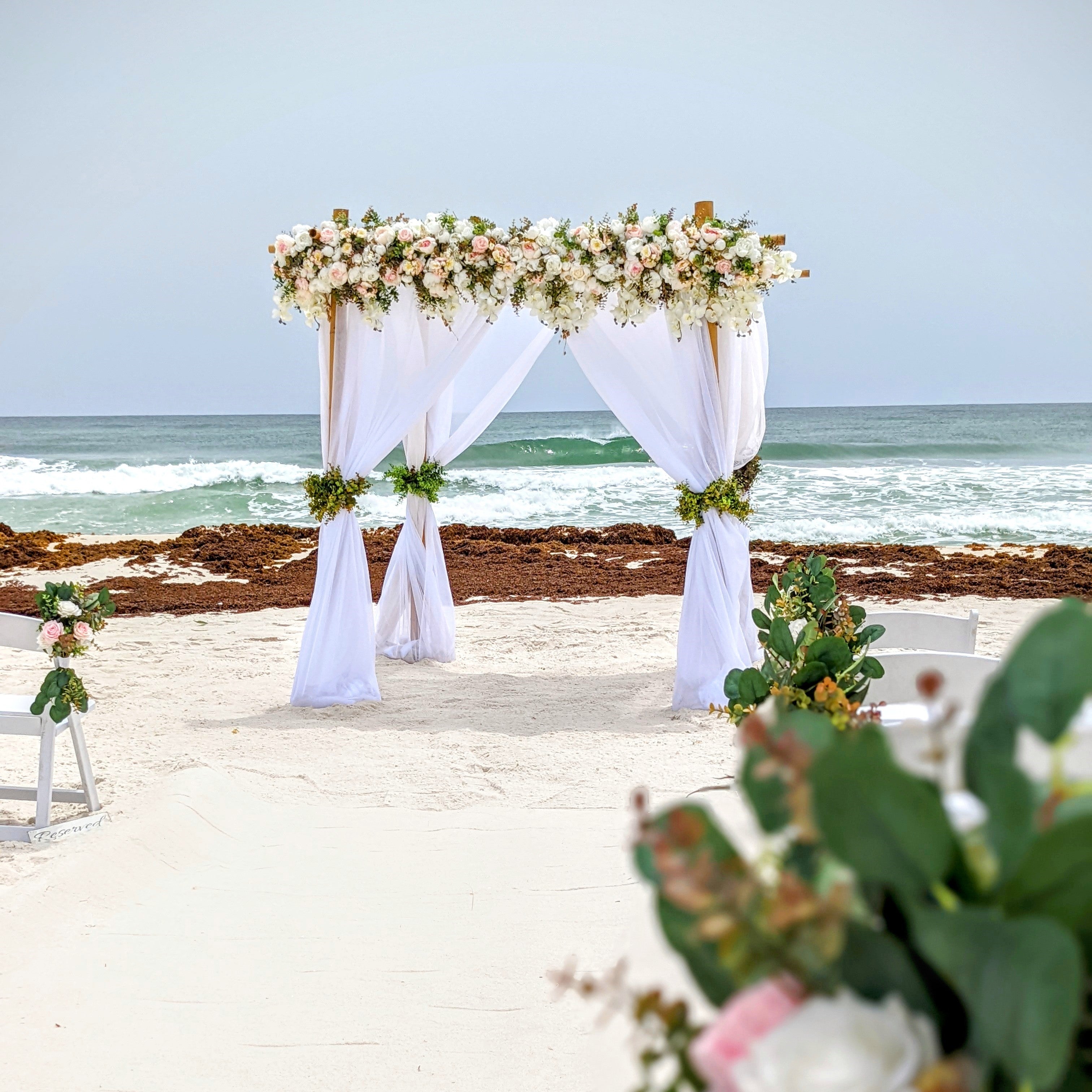 4 post bamboo beach wedding arbor arch rental in Panama City Beach FL