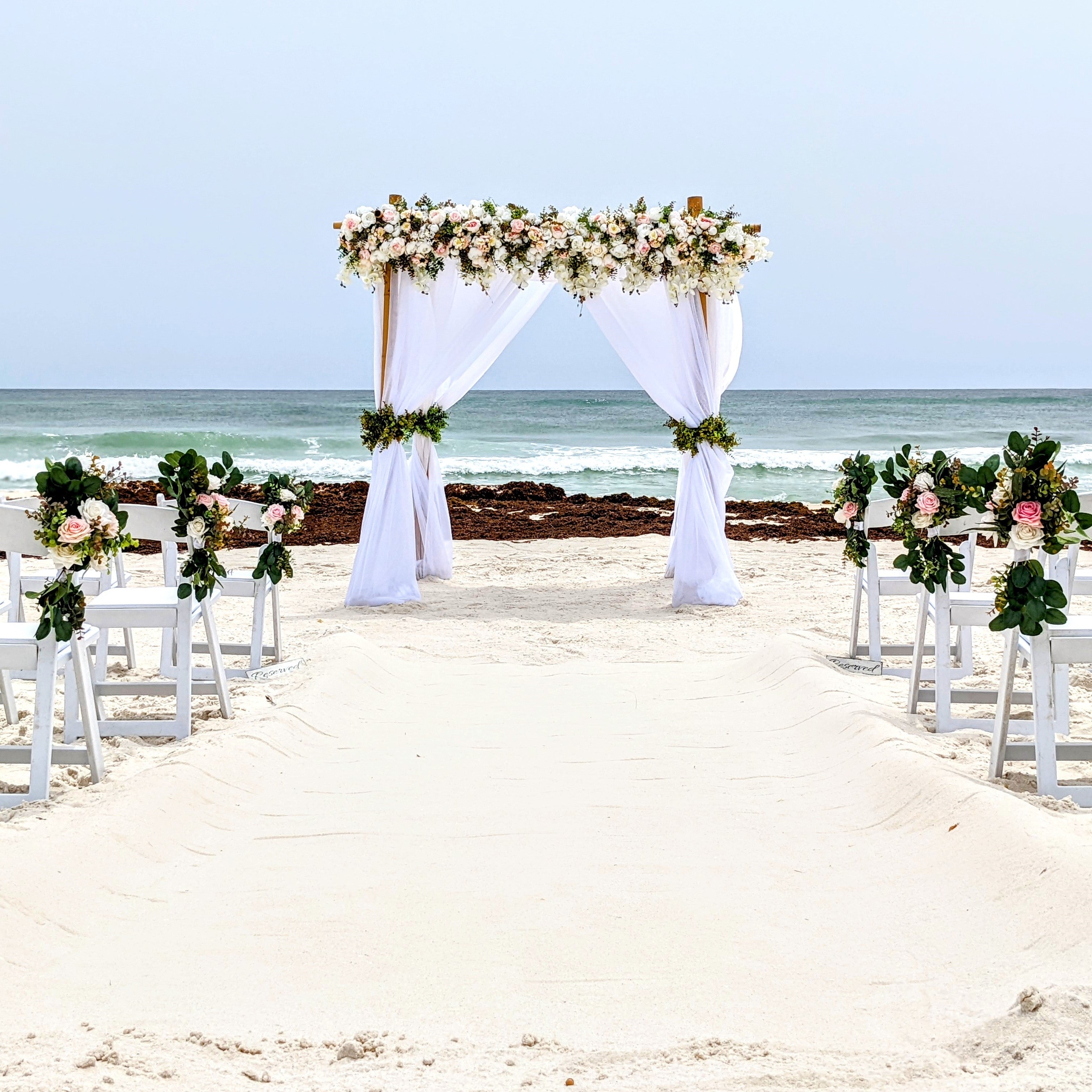 4 post bamboo beach wedding arbor arch rental in Panama City Beach FL