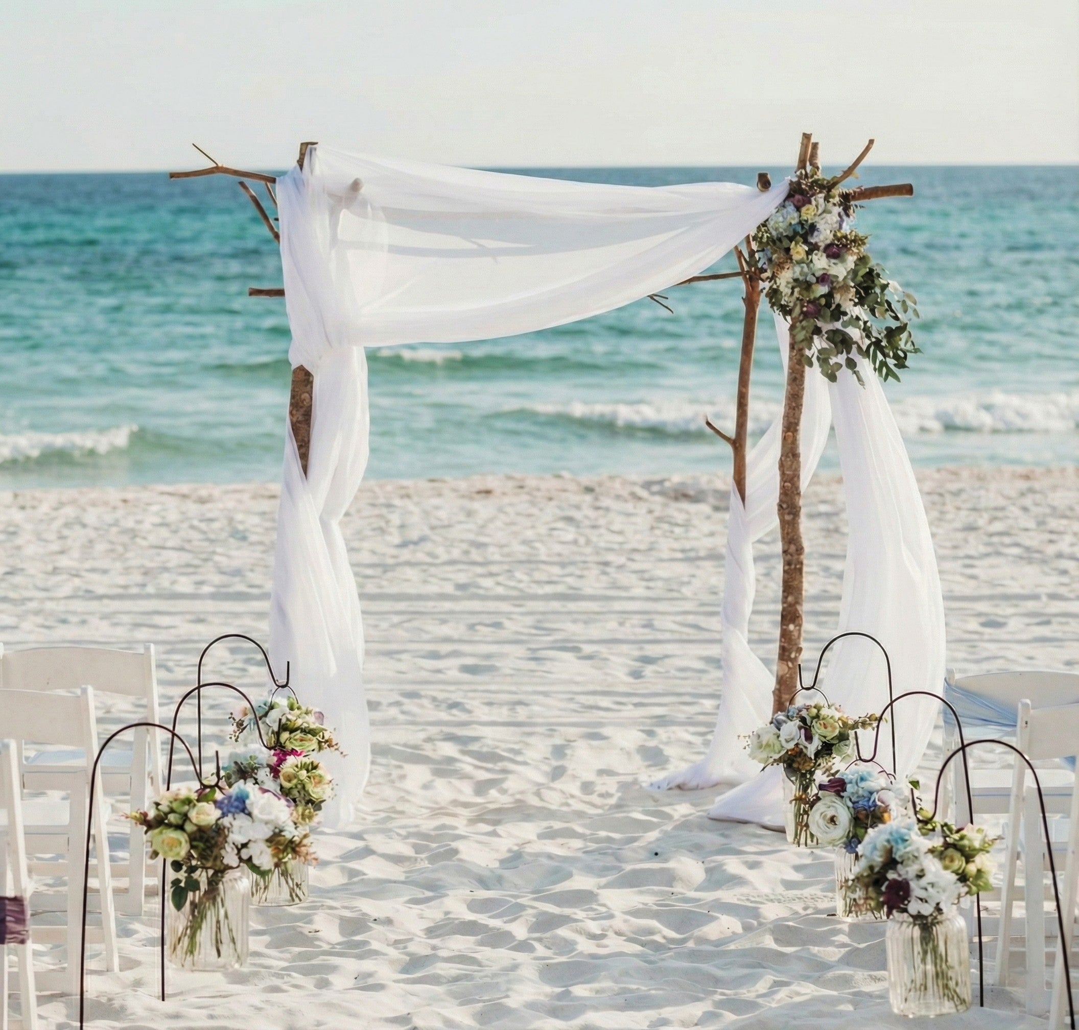 Elegant organic beach wedding arbor