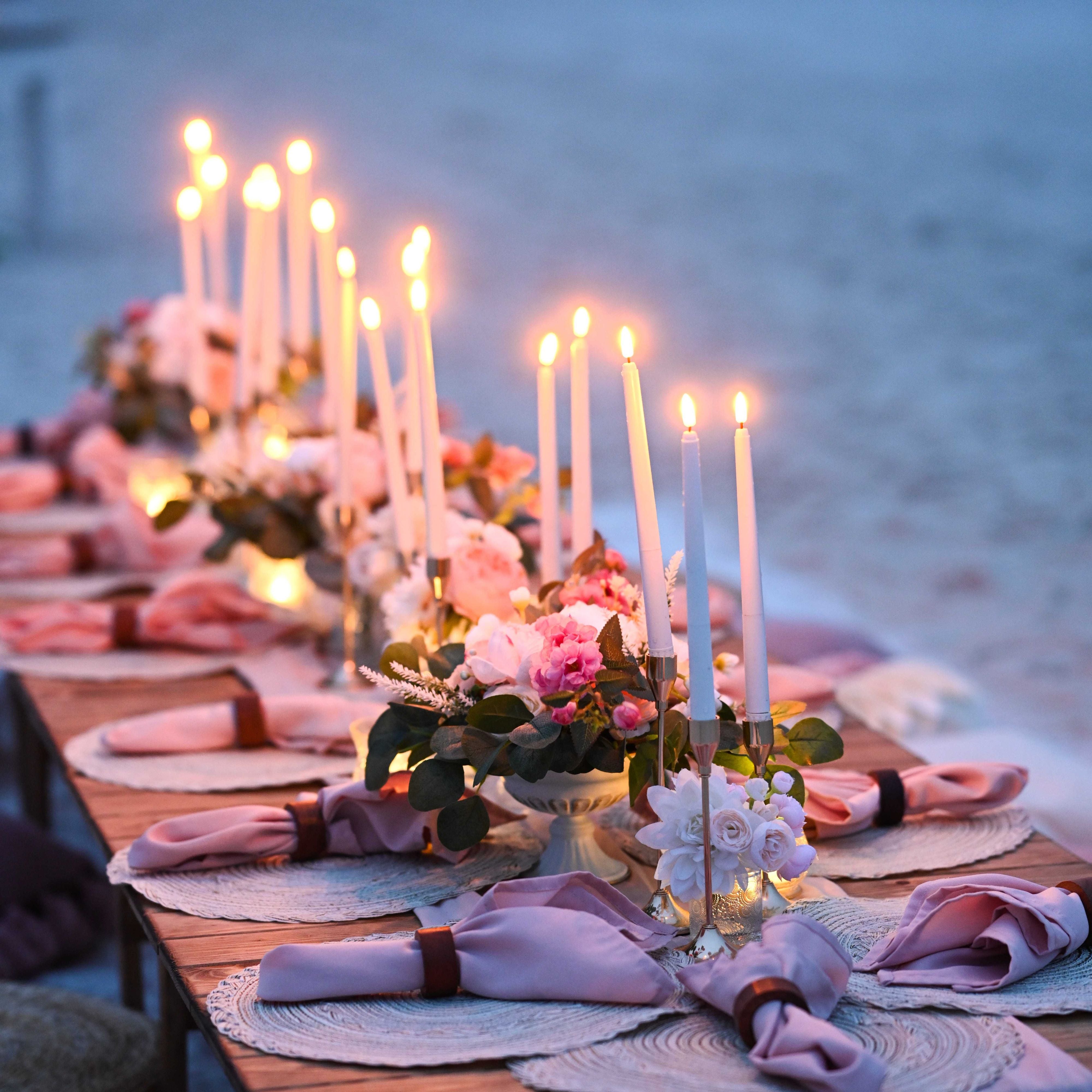 7 inch flameless taper candle wedding party rentals in panama city beach