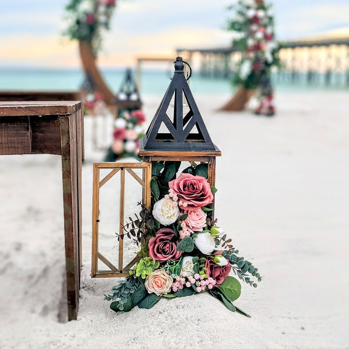 bella lantern with floral spill aisle marker rental