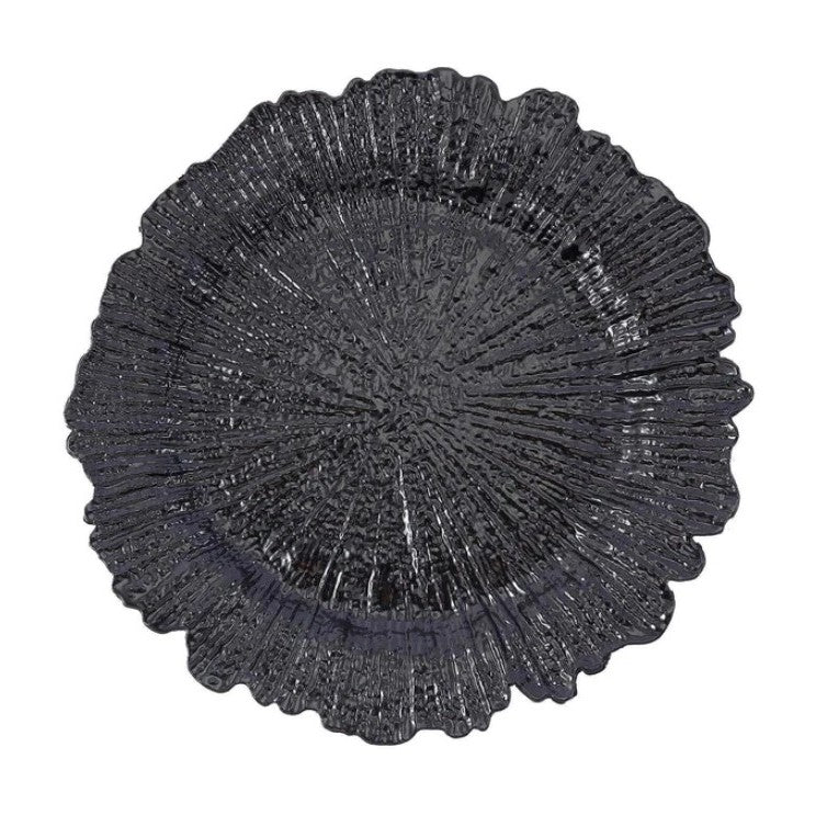 Black reef charger wedding decor rental in panama city beach