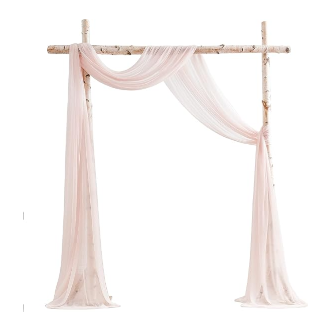 chiffon arbor drape blush pink wedding party event rental panama city beach