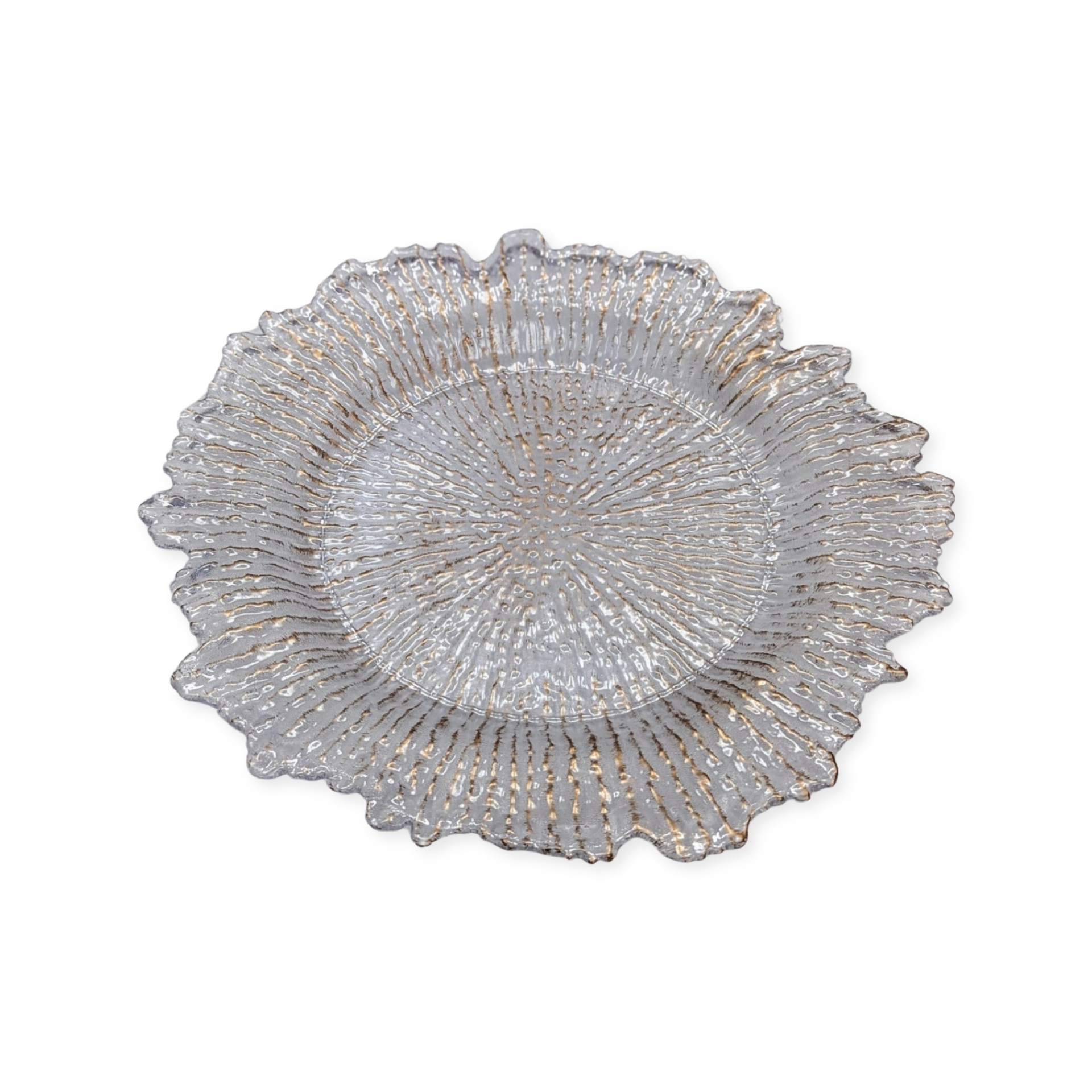 Brushed Gold reef charger wedding decor rental in panama city beach