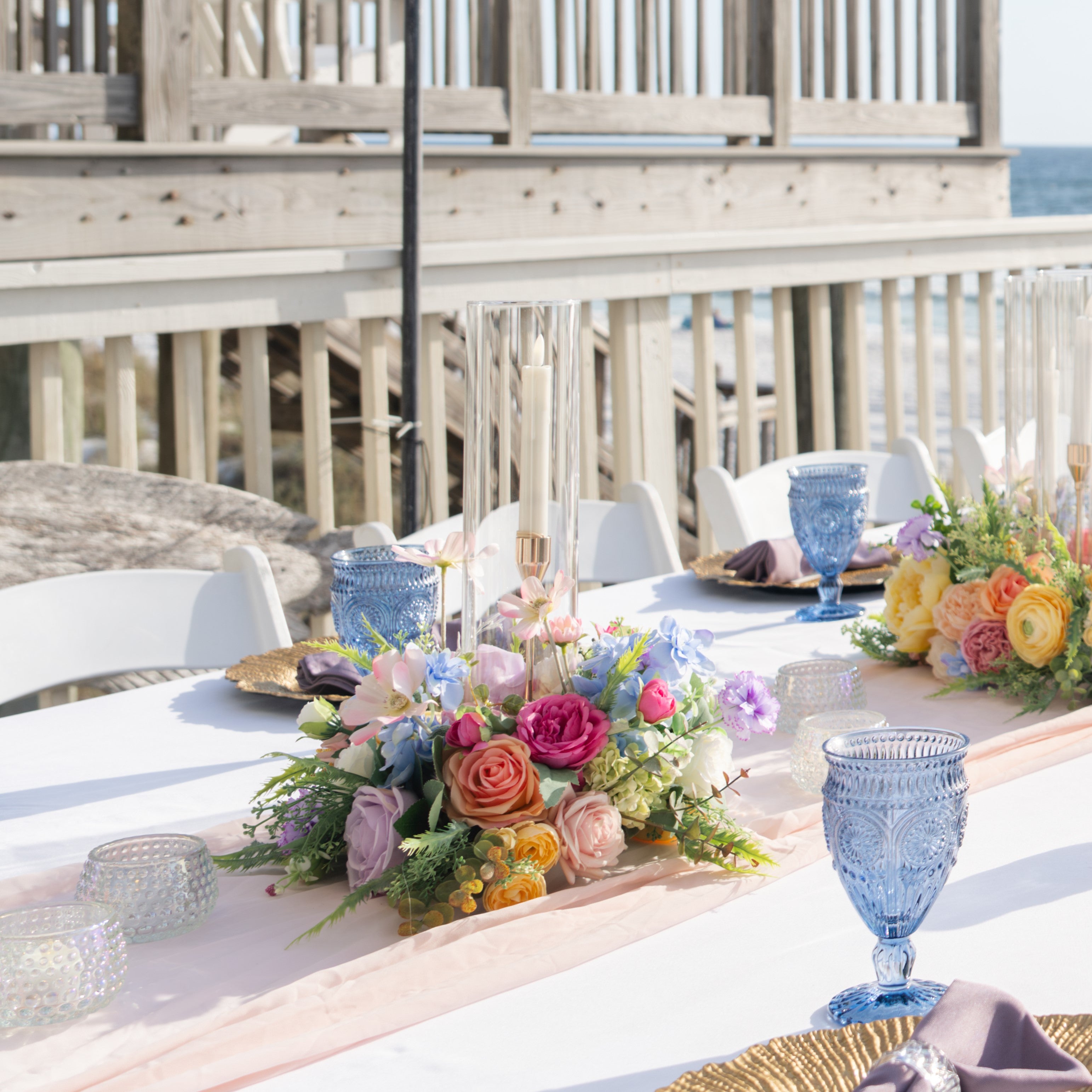 7" tapered candle with flower meadow rental in panama city beach