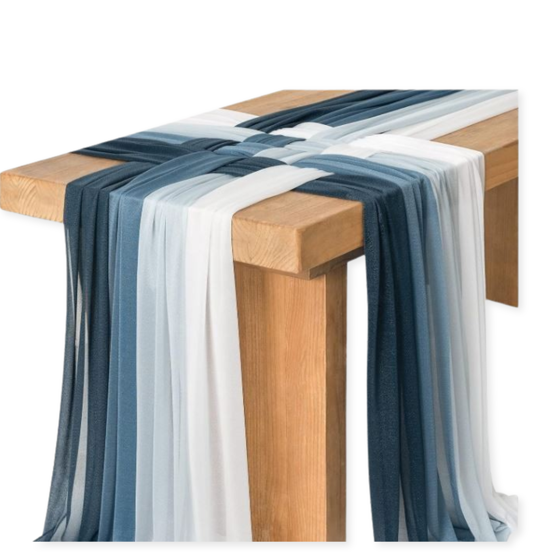 Chiffon Table Runner blue and white weave Wedding Party Event Rental Panama City Beach