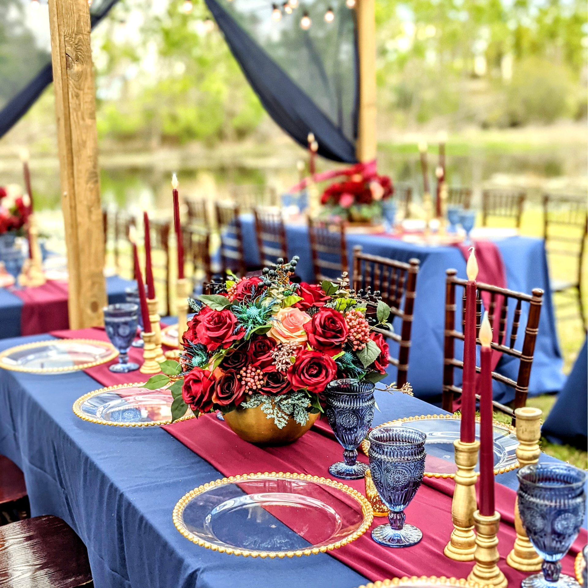 Chiffon Table Runner Burgundy Wedding Party Event Rental Panama City Beach