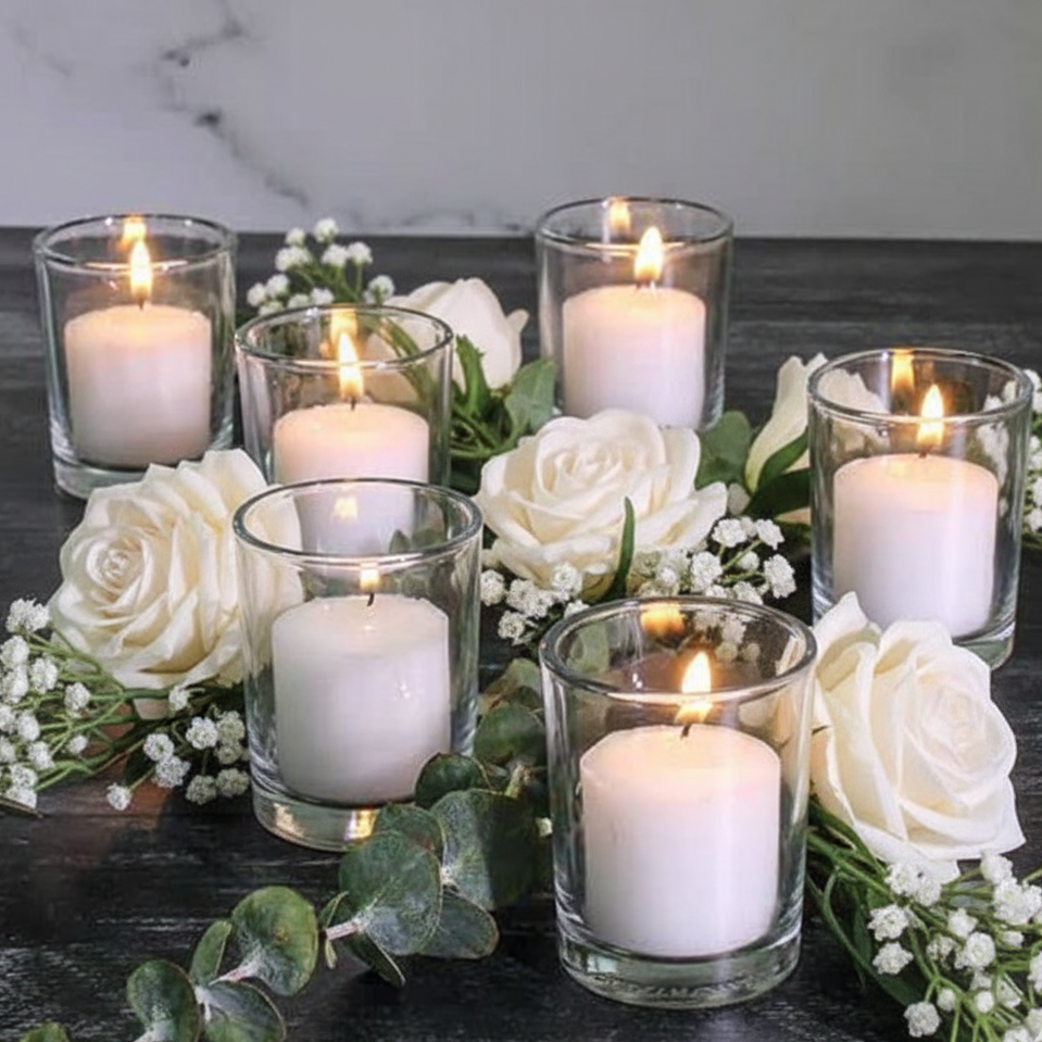 clear glass votive candle holder rental in panama city beach