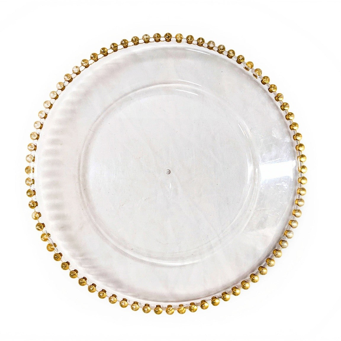 clear charger with gold beaded rim rental in panama city beach