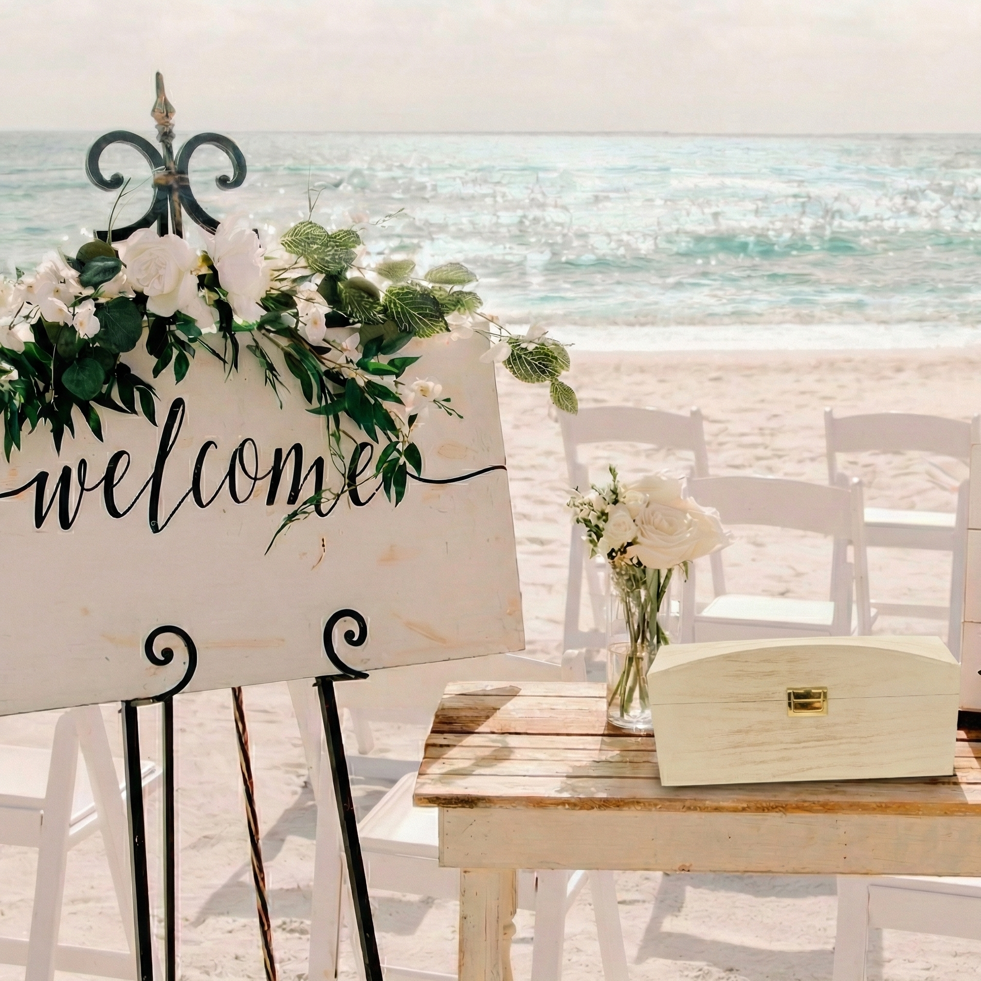 Coastal chic modern card box rental