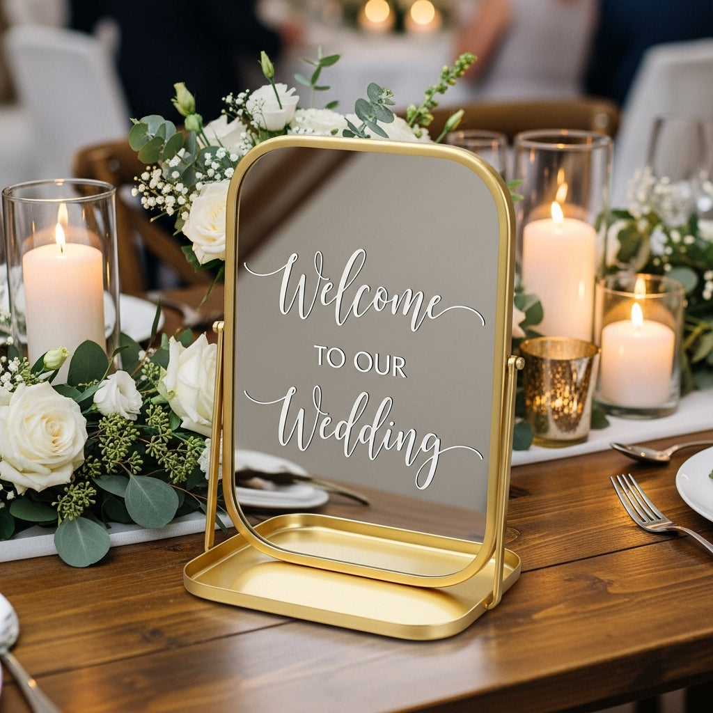 customized contemporary gold table top mirror sign rental panama city beach