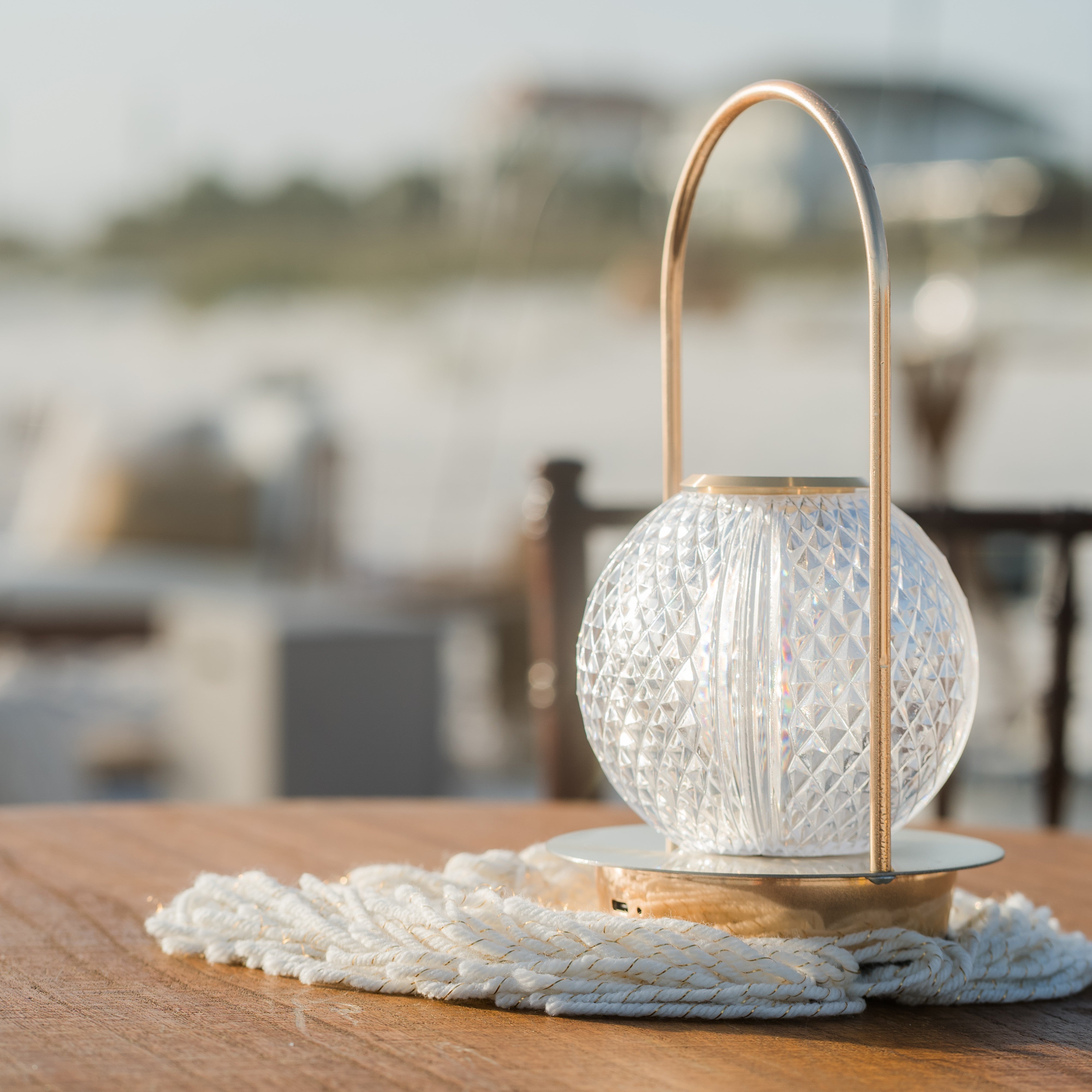 Crystal cut tabletop touch lamp rental in panama city beach