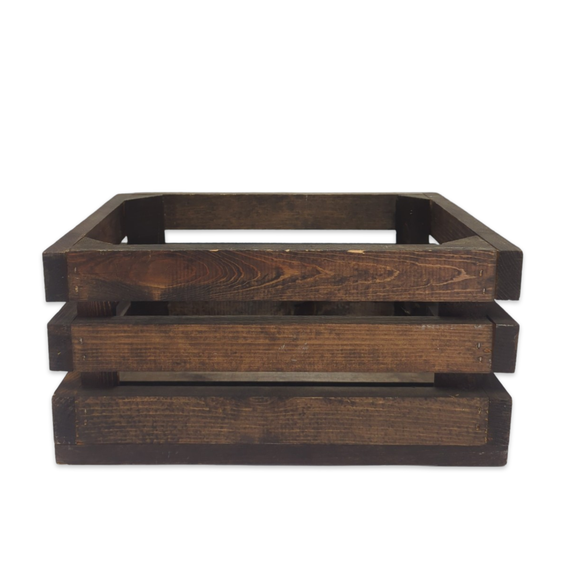 dark wood apple crate for event or wedding decor