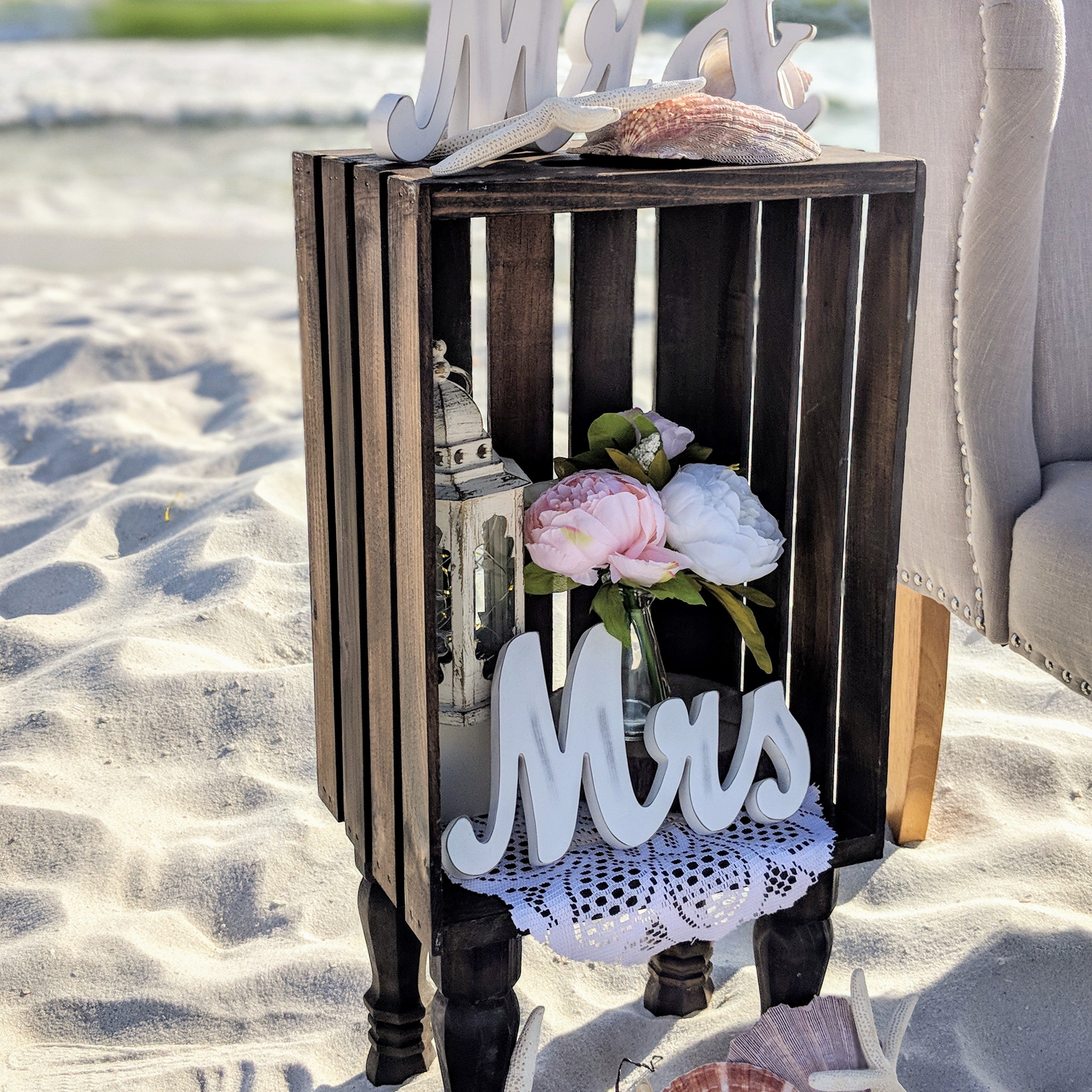 wooden crate stand for event or wedding decor or flower display