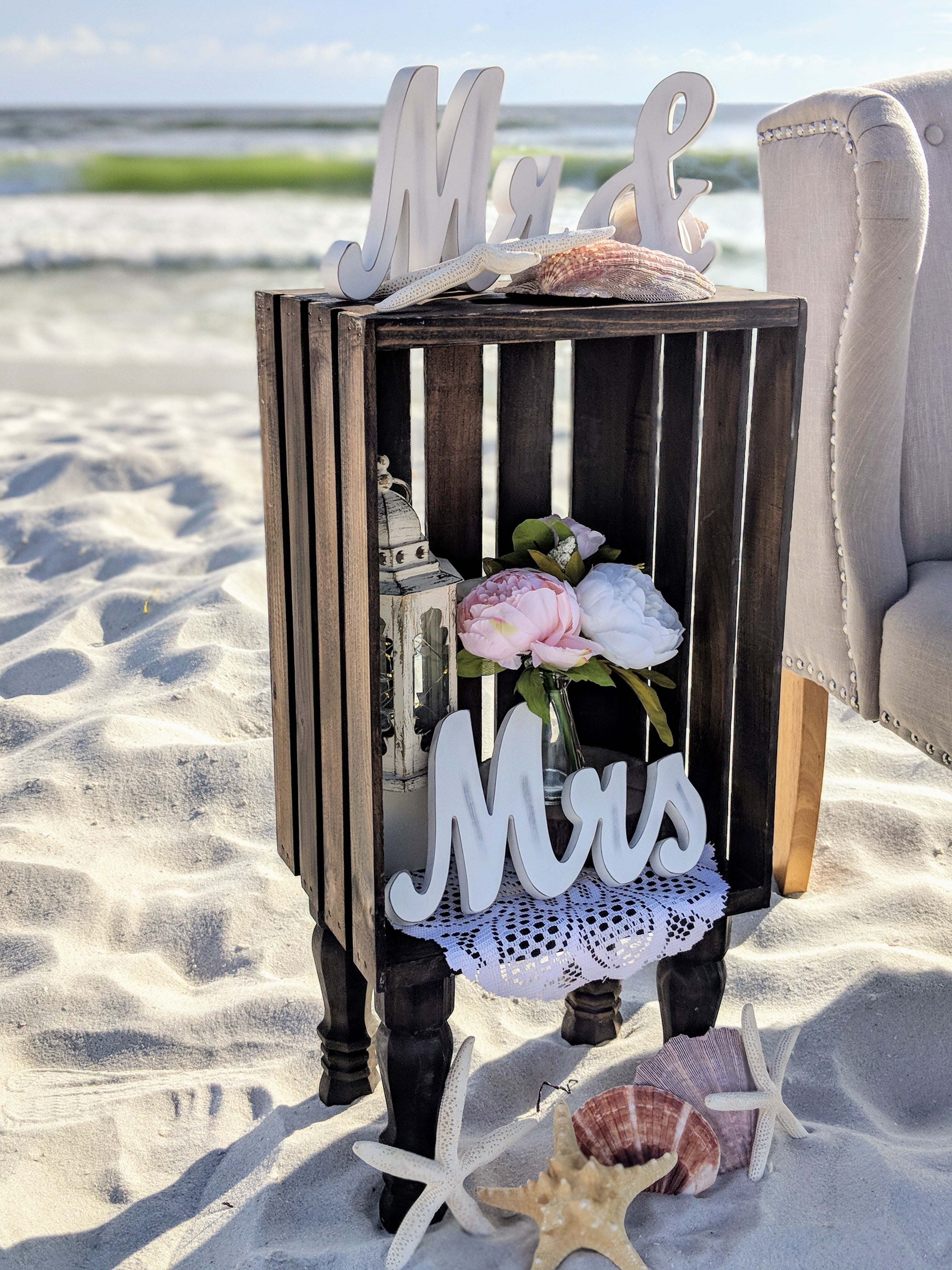 wooden crate stand for event or wedding decor or flower display