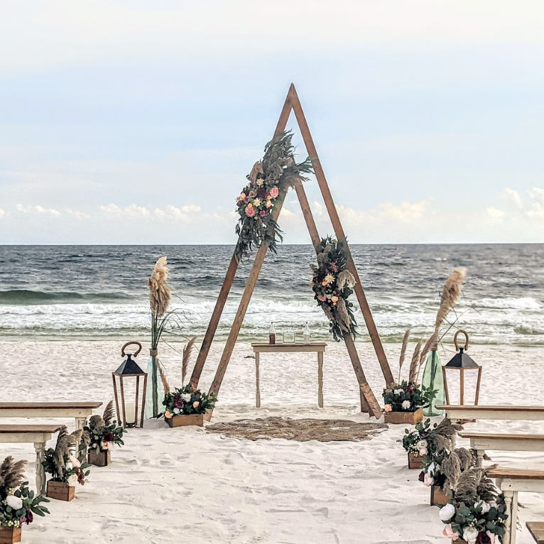 double triangle  boho wedding arbor panama city beach rental
