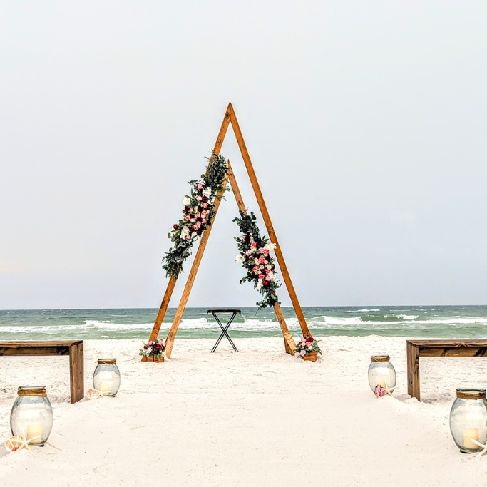 double triangle boho wedding arbor panama city beach rental