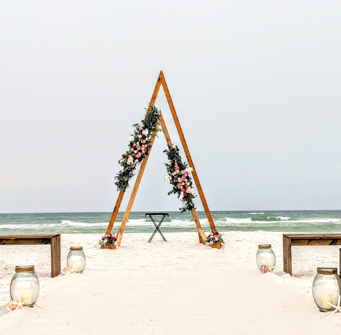 double triangle  boho wedding arbor panama city beach rental