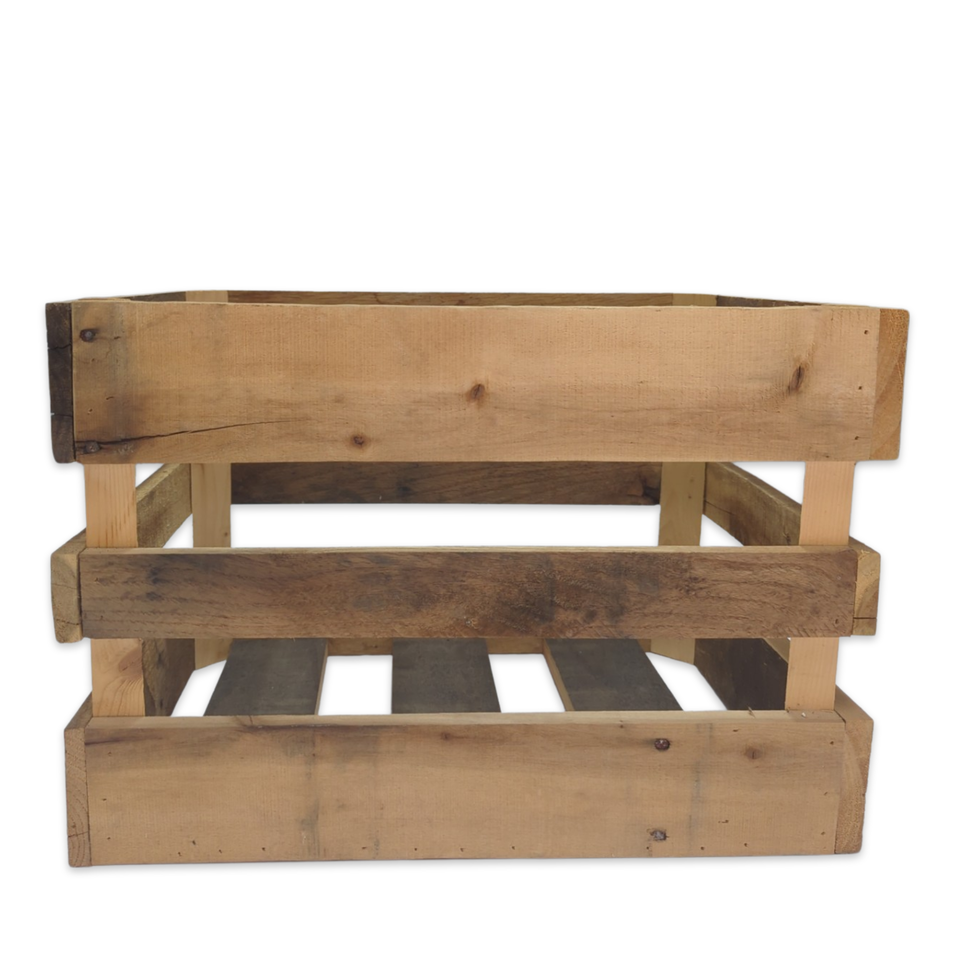 Wooden crate for decor or flowers at wedding party or special event featuring natural honey wood