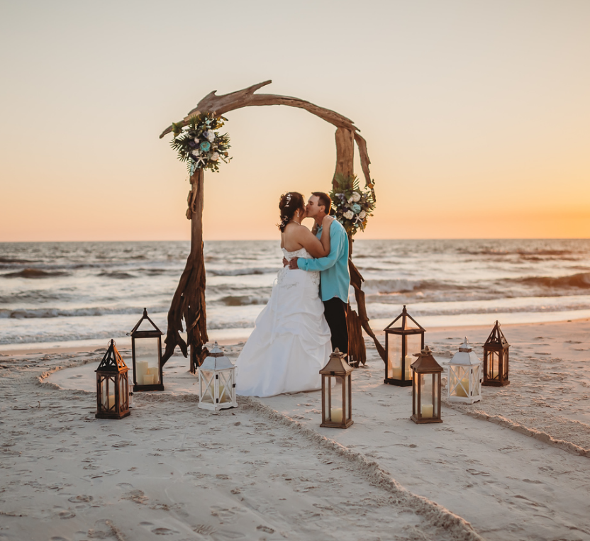 Driftwood arbor rental for panama city beach weddings