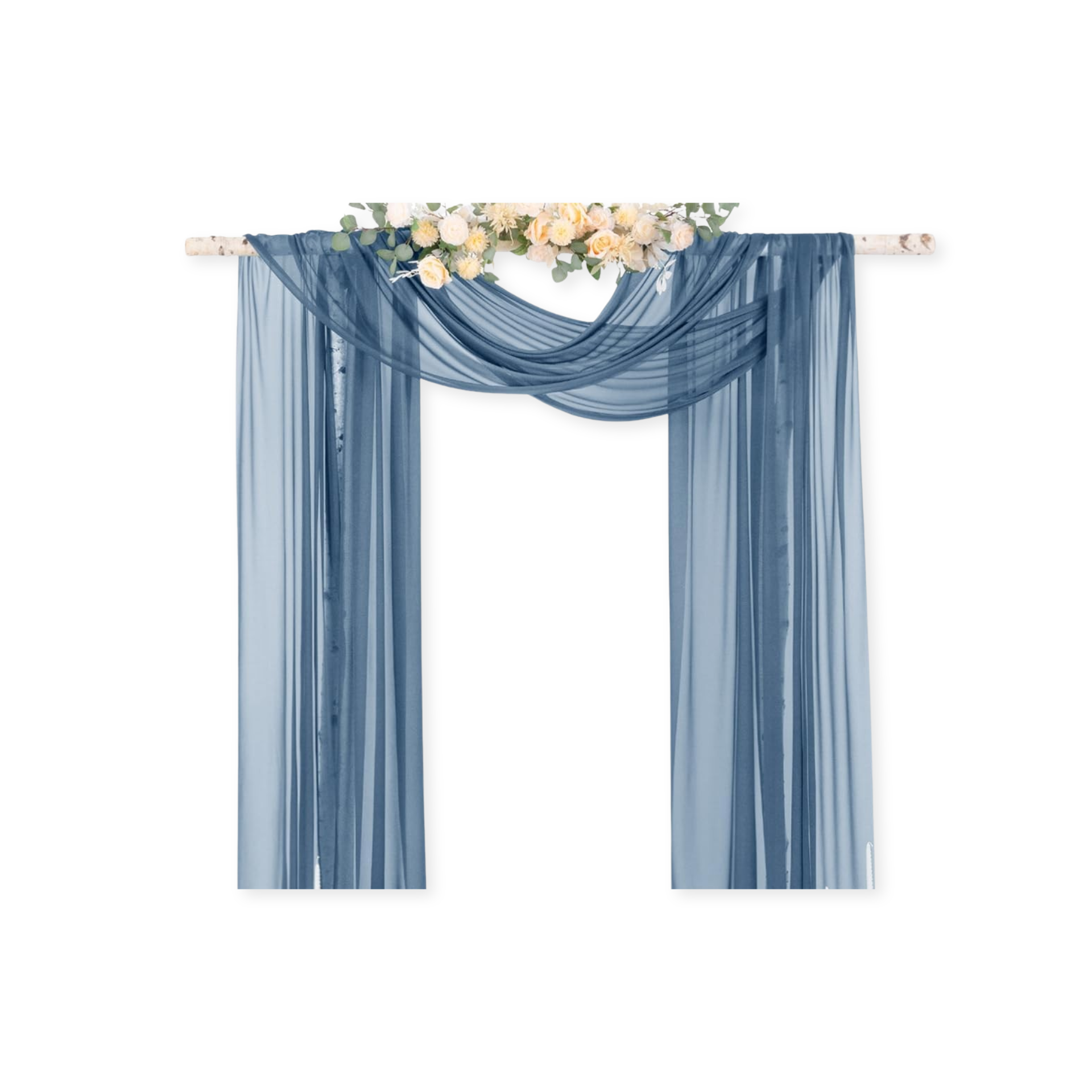 chiffon arbor drape dusty blue wedding party event rental panama city beach
