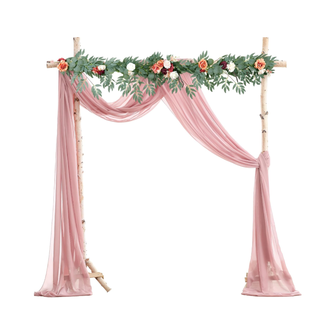 chiffon arbor drape dusty rose pink wedding party event rental panama city beach