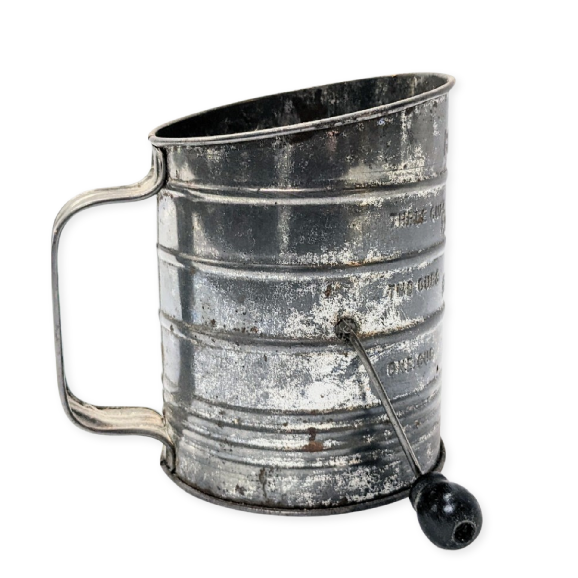 galvanized vintage flour sifter decor for wedding or event