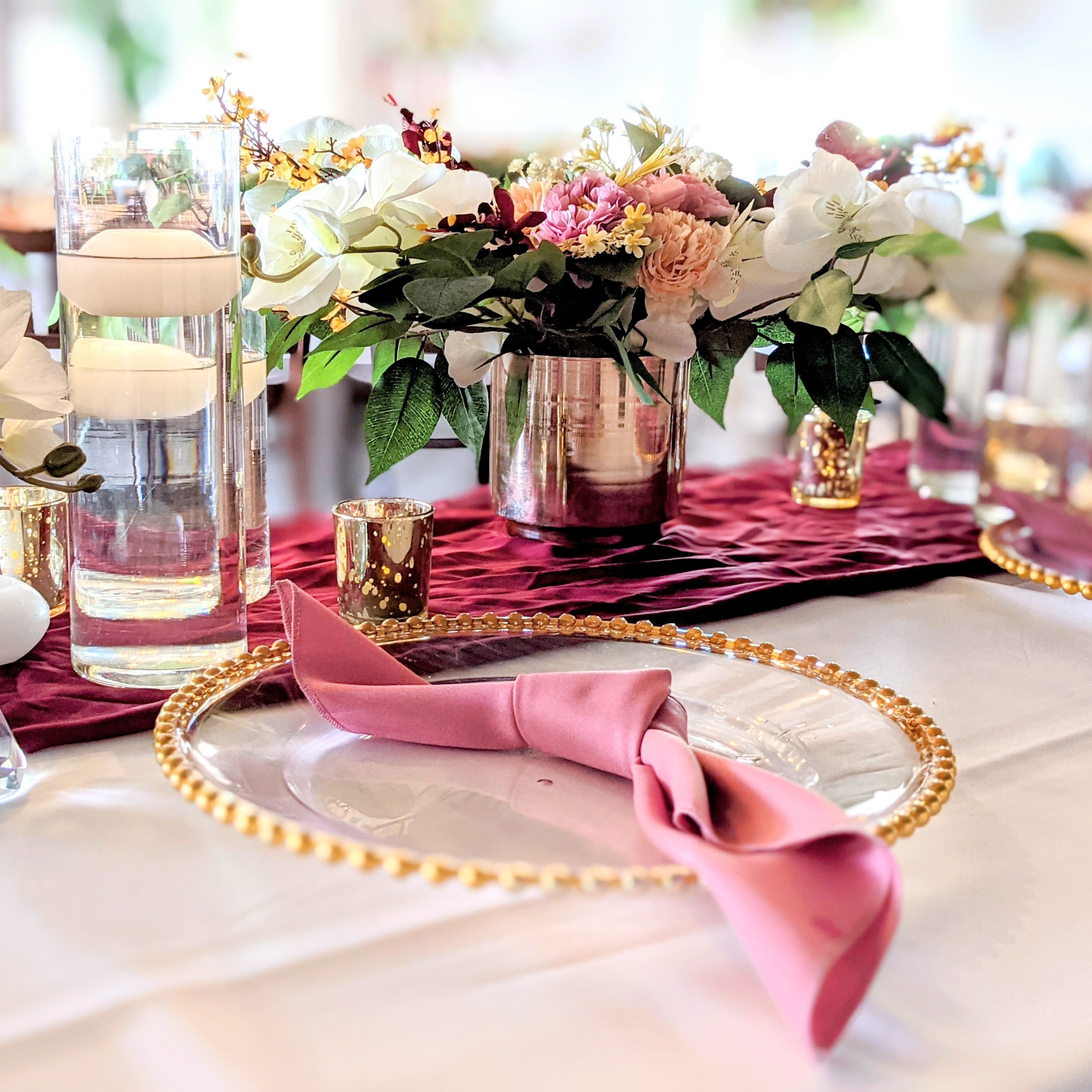 clear charger with gold beaded rim rental in panama city beach