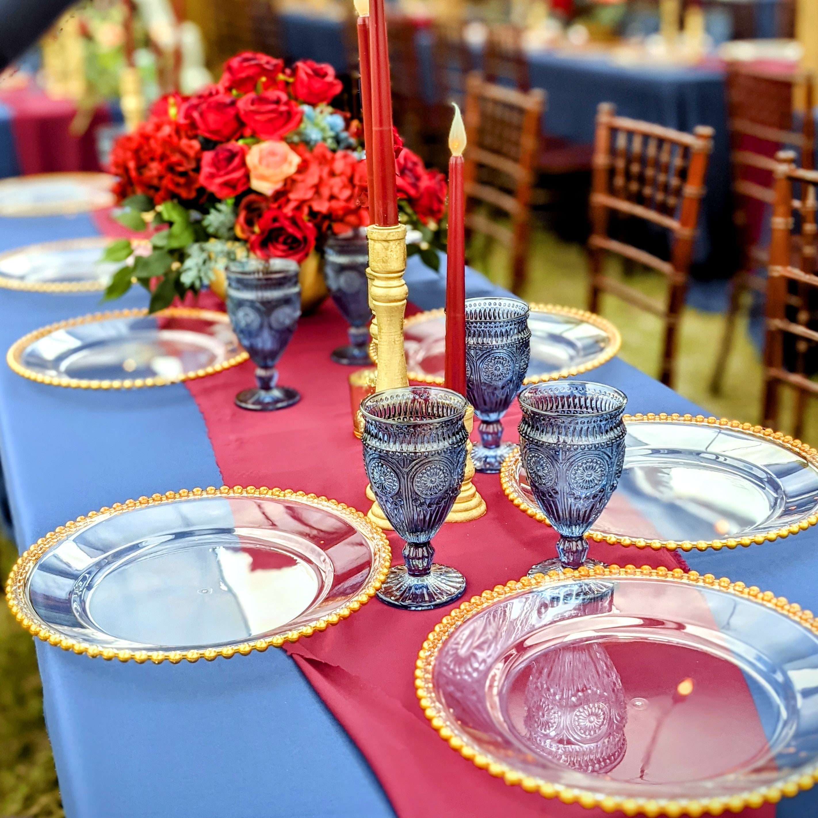 clear charger with gold beaded rim rental in panama city beach