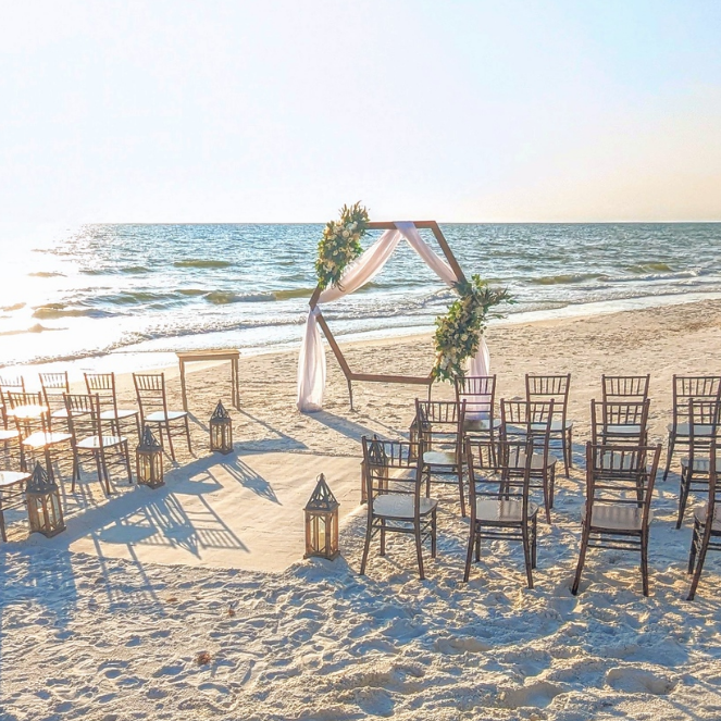 wooden hexagon Wedding arbor panama city beach rental unique beachy boho