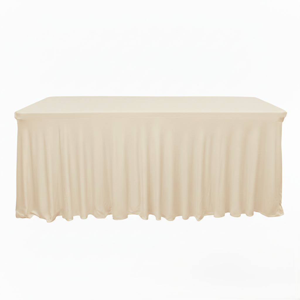 black wavy spandex rectangle linen rental in panama city beach