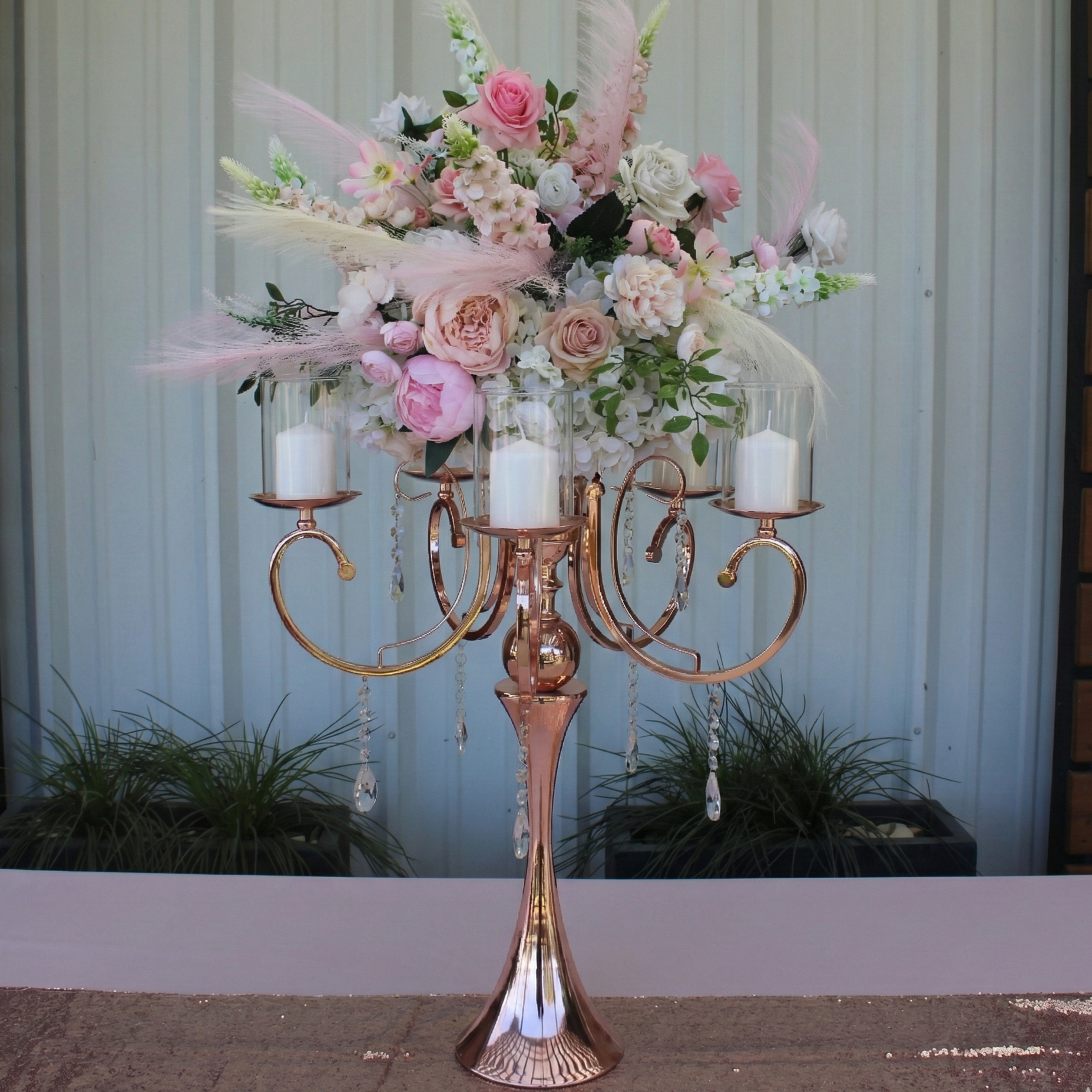 kelly rose gold candelabra rental in panama city beach