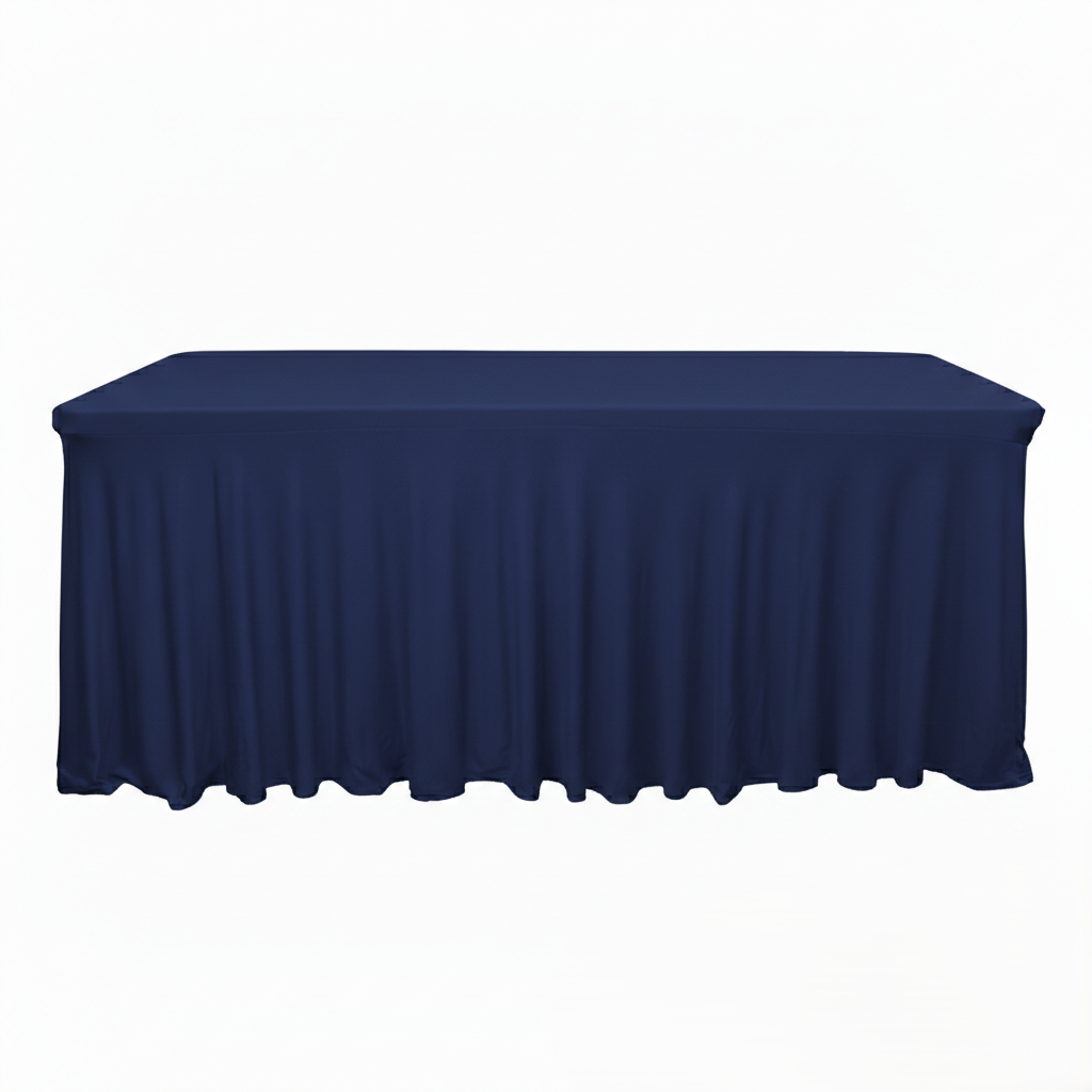 navy wavy spandex rectangle linen rental in panama city beach