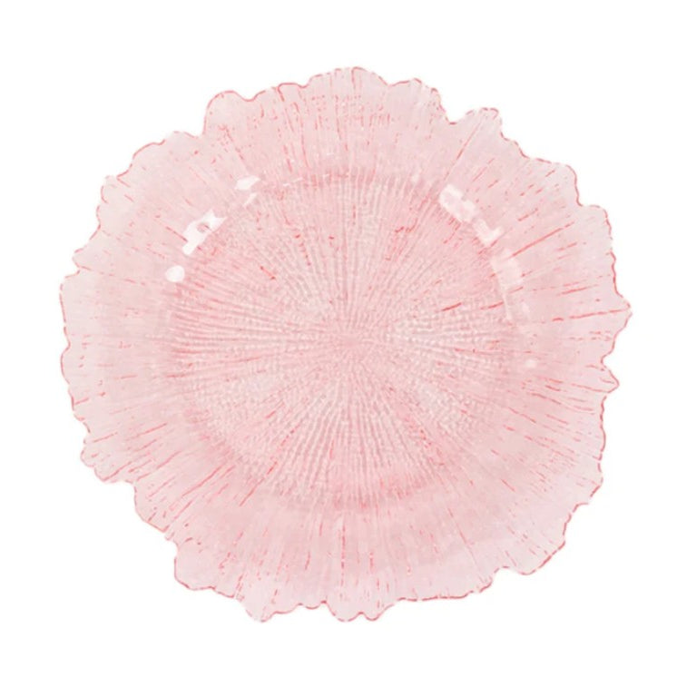 Pink reef charger wedding decor rental in panama city beach