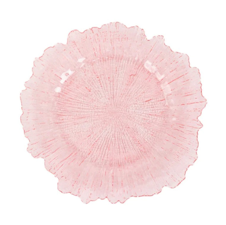 Pink reef charger wedding decor rental in panama city beach