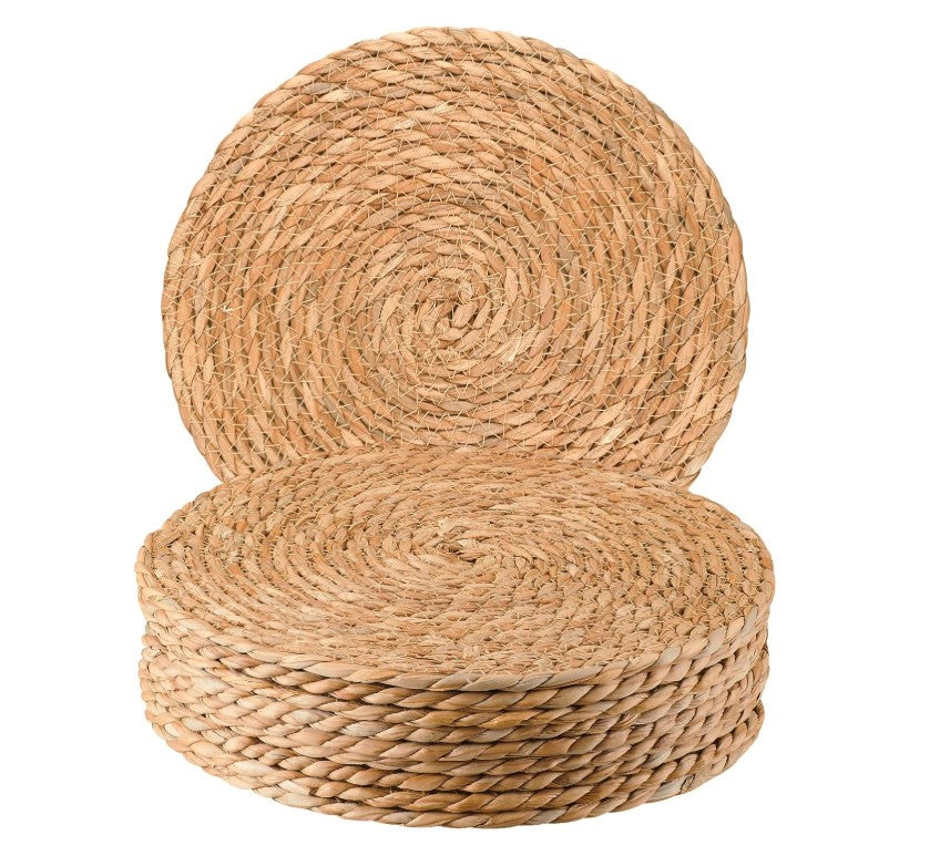 round woven wicker rattan charger rental in panama city beach