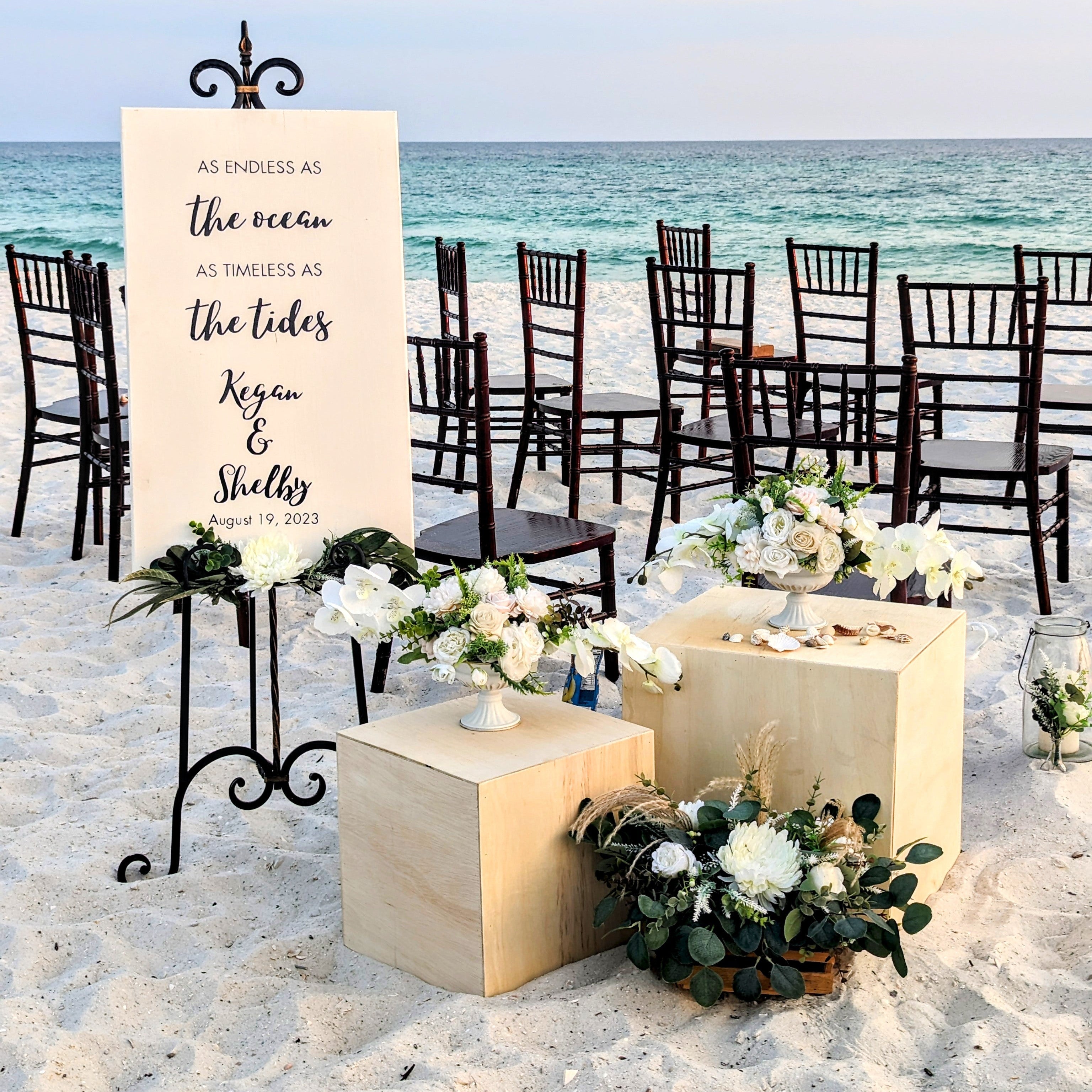 sandwood pillar with floral topper entry marker rental in panama city beach