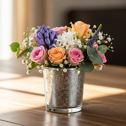 Silver glitter votive candle holder rental in Panama City beach weddings decor party