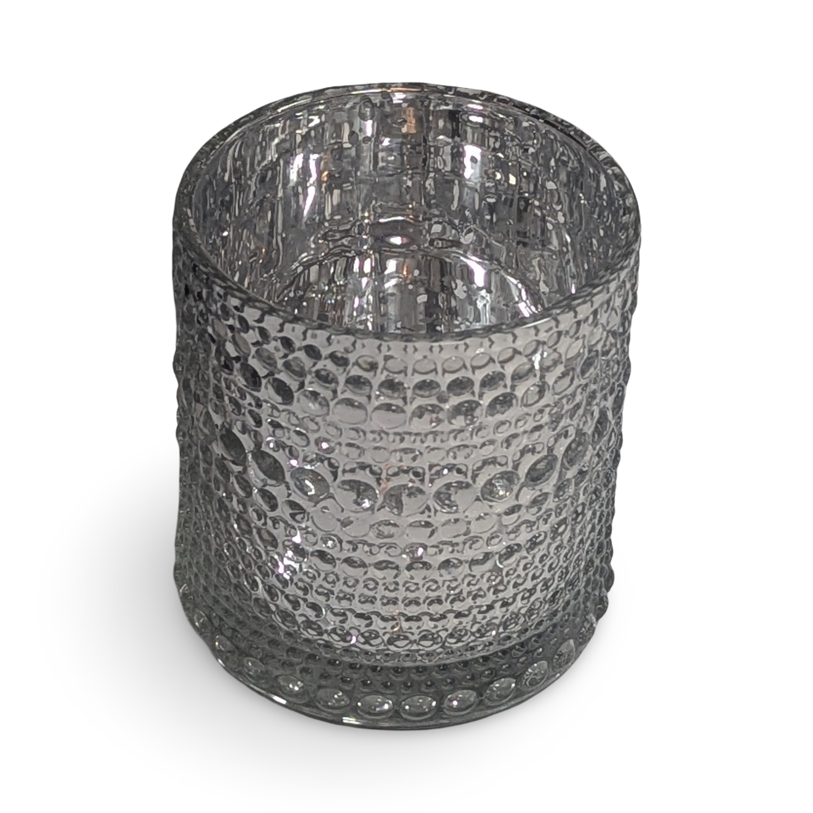 silver mercury glass hobnail candle holder wedding rental in panama city beach
