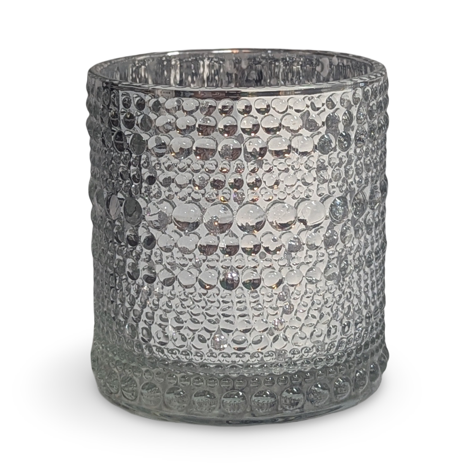 silver mercury glass hobnail candle holder wedding rental in panama city beach