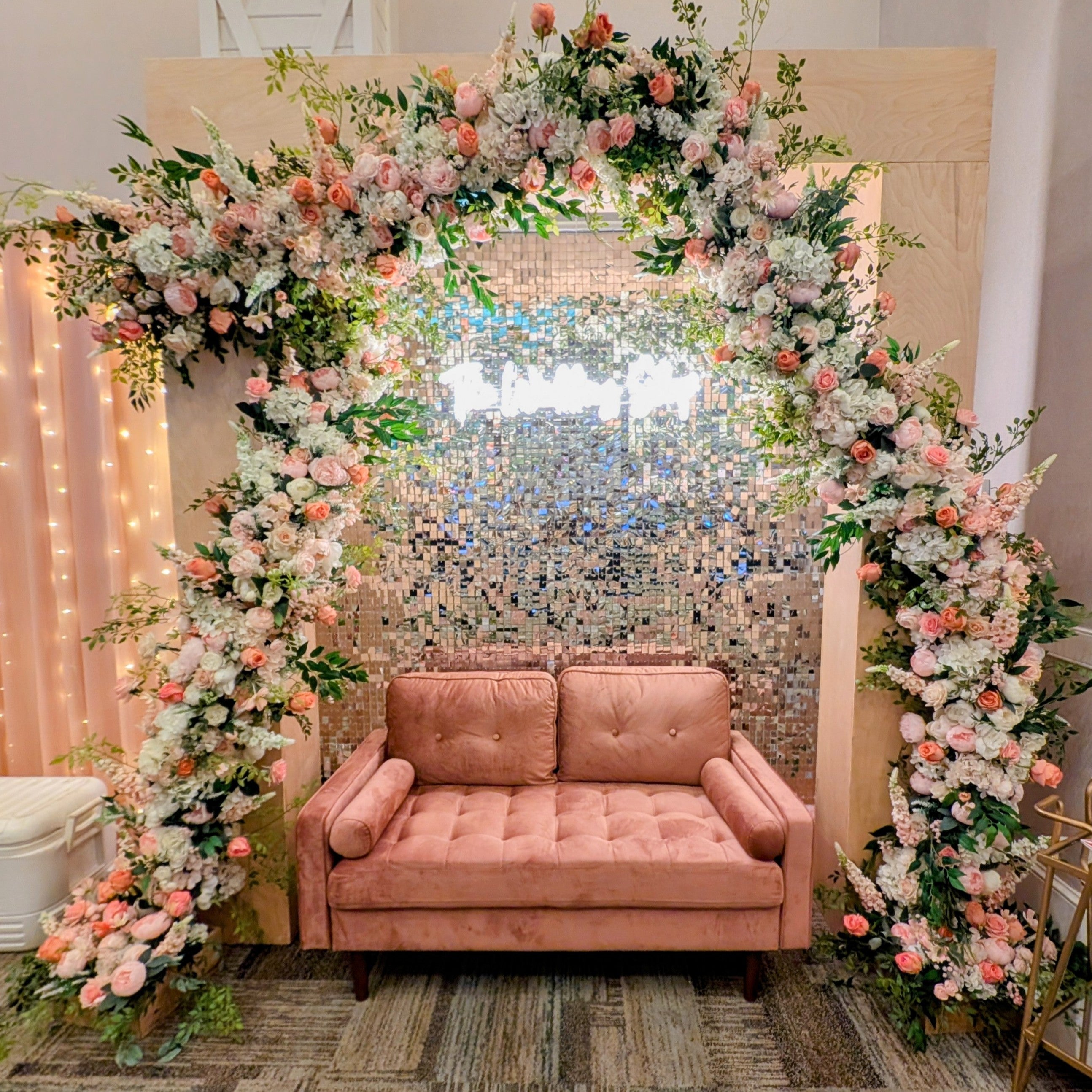 silver shimmer wall backdrop rental and panama city beach