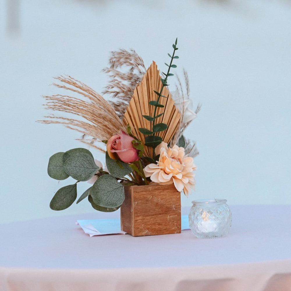 Mini Floral Box Centerpiece Rental in Panama City Beach boho classic