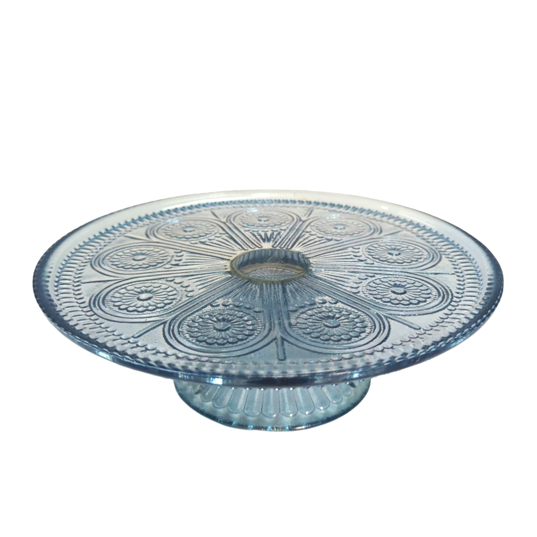 Small Glass Sapphire Blue Cake Stand Rental in Panama City Beach