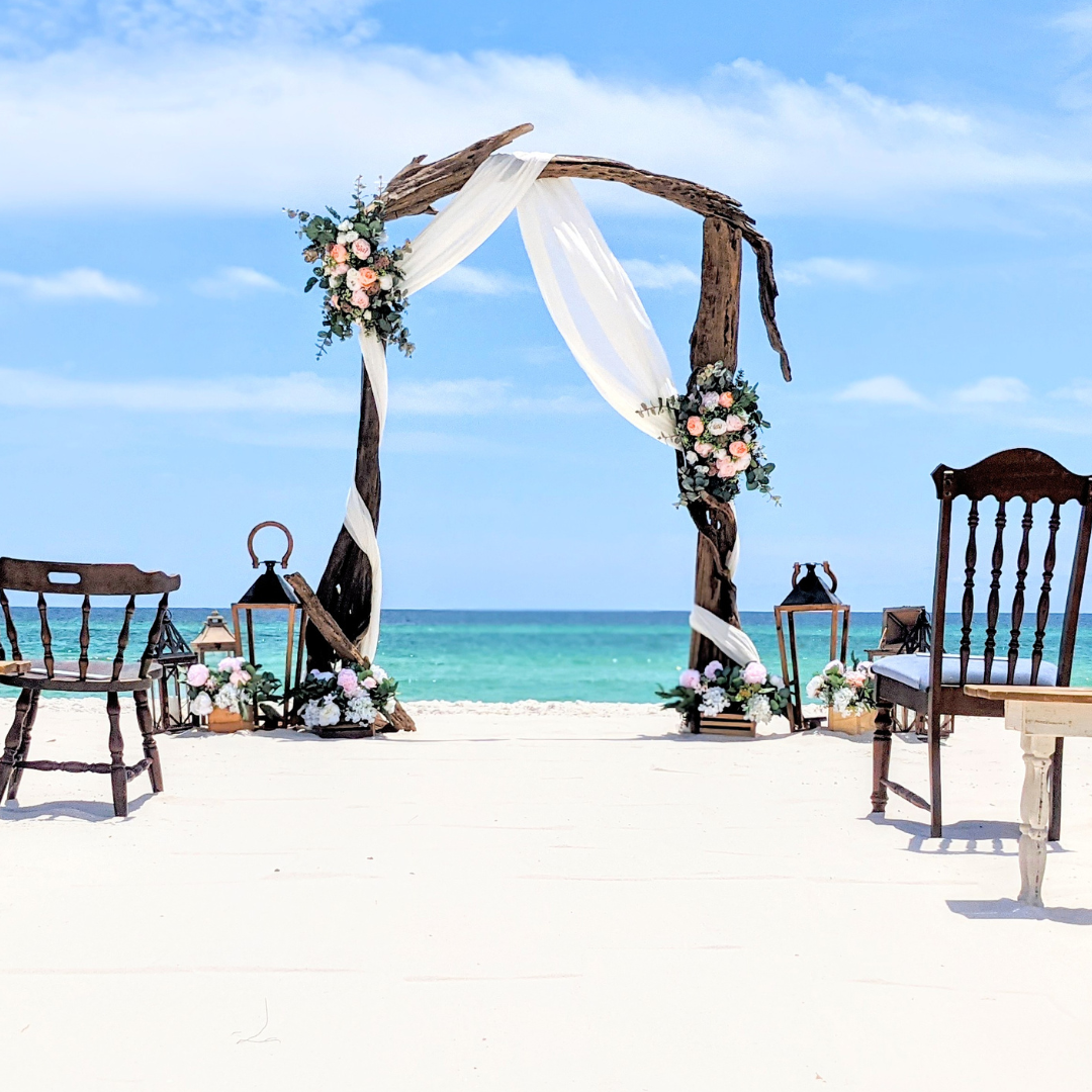 panama city beach wedding arbor seating rental wedding florist 30a destin cape san blas