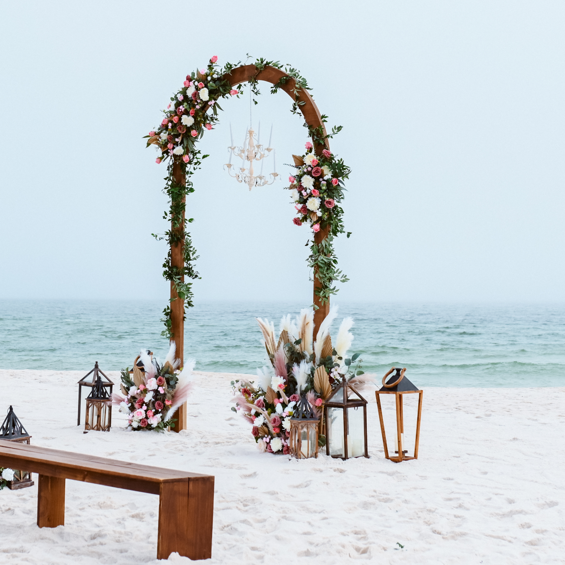 Wooden dome wedding arbor arch panama city beach event rentals romantic grand stunning memorable