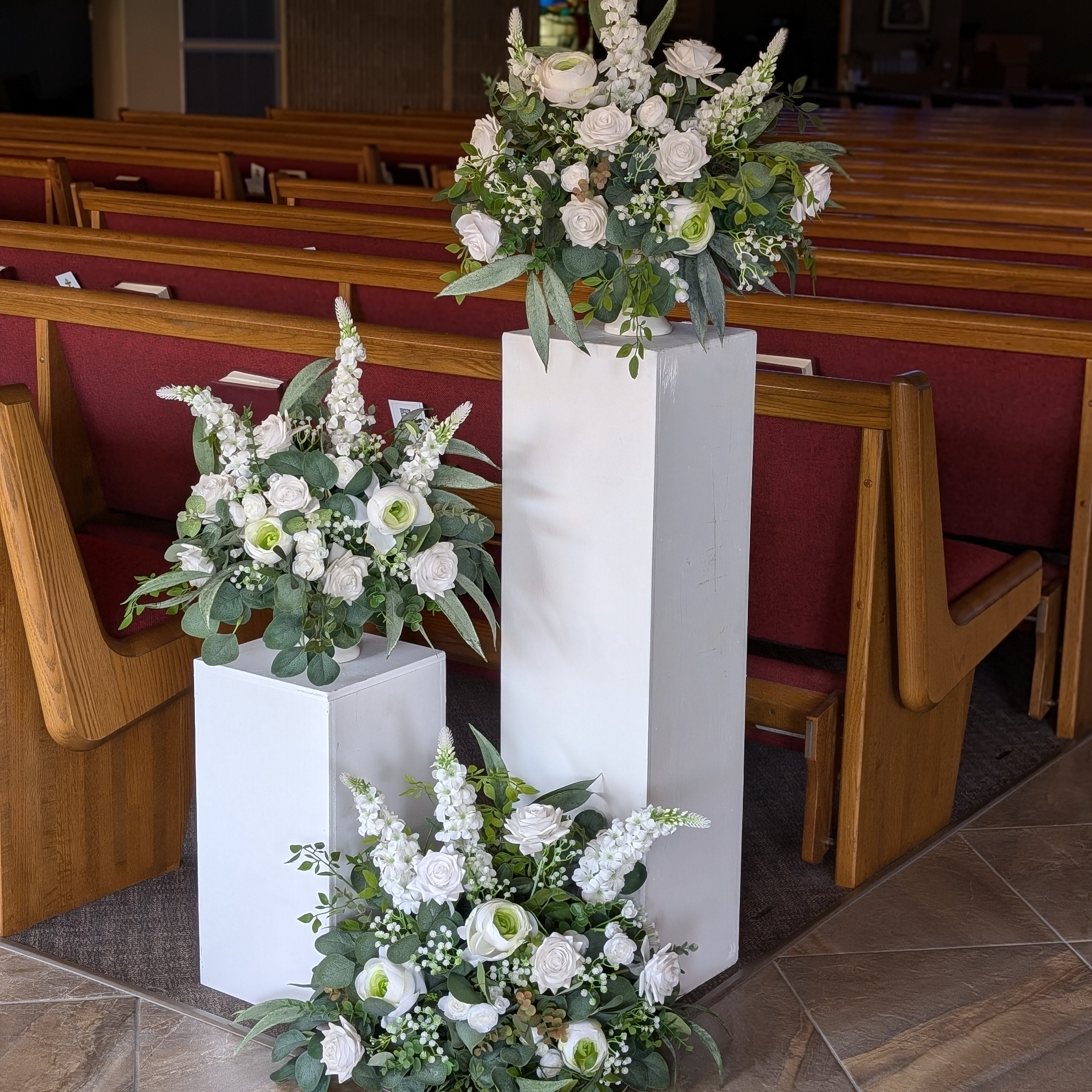 white pillar floral aisle entry marker rental panama city beach